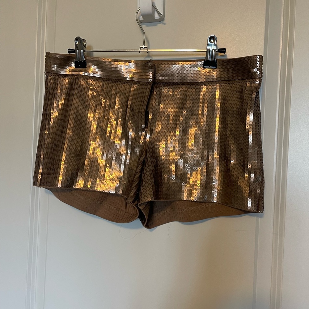 Express High Waist Brown Sequin Shorts